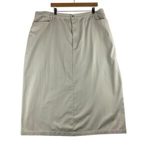 Carolina Blues Khaki Straight Midi Skirt Women’s 26W Modest Boho Western READ